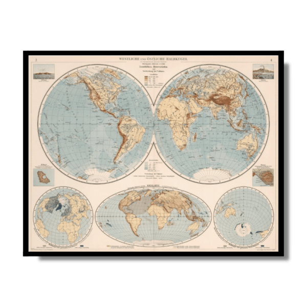Map of Eastern & Western Hemispheres 1905